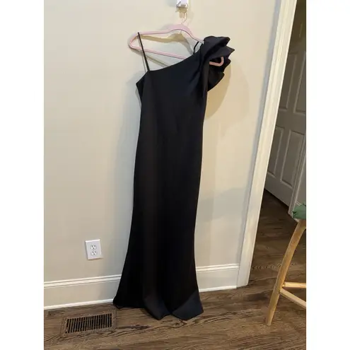 Betsy and Adam Cutout One Shoulder Floor Length Gown Black $239 New Size 8