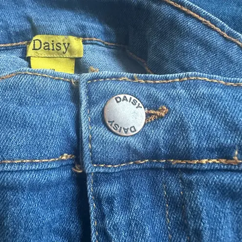 Daisy Denim Cargo Midi Skirt Pockets Slit Boho Hippie Size XL