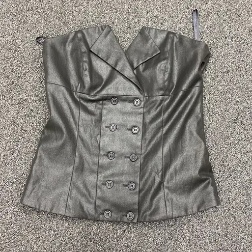 VERO MODA Y2k strapless tuxedo vest waistcoat corset buttons black 36 euro XS