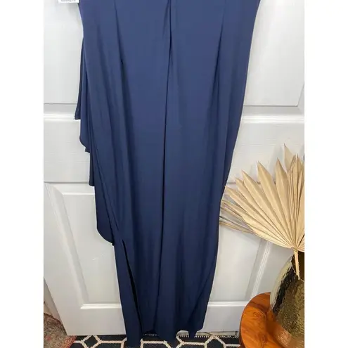 Alex Evenings Navy Blue Crepe Side Ruched Dress Sweetheart Lace Illusion Sz 10 - Image 11