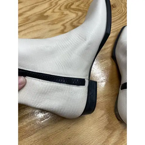 Frame Le Maddox Lizard Bootie Women's 7 White Leather Side Zip Ankle Boots S42