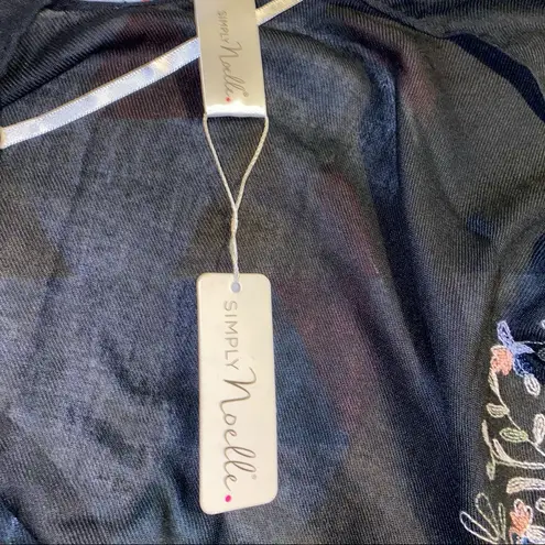 Simply Noelle black embroidered floral shawl (wrp2018-blk) new one size