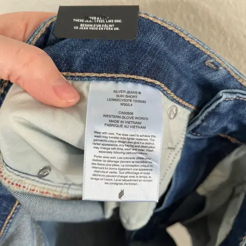 Silver Jeans Womens Curvy Mid Rise Suki Denim Shorts Size 30 Blue