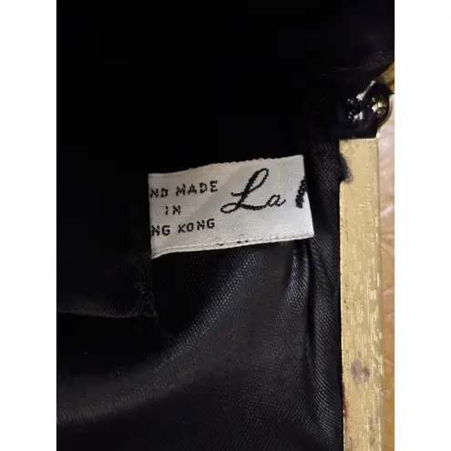 La Regale Vintage LTD Beaded Clutch Purse Black Gold