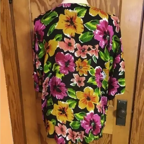 Vintage 80s bright floral oversized top Size L