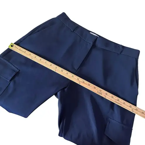 Parker  Womens Cargo Pocket Pants Navy‎ Blue Ruched Ankle Cropped Size 10