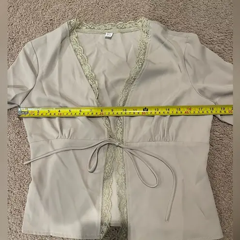 HEY BABE Trending Boho Vintage Cover Top w/Lace Trim, Vintage Cuff Tan