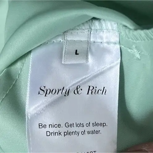 NWT Sporty & Rich Good Health Nylon Women’s Short Thyme/White L Lounge Relaxed Green Size L