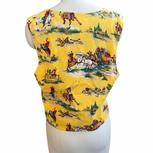 Sharon young 70s Yellow Western Print Women's Vest size small