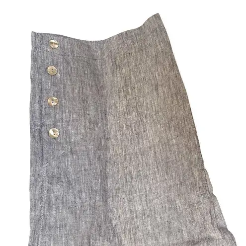 Monterey Bay 100% Linen Dress Pants High Waist Gray Button Minimalist Plus Sz 16