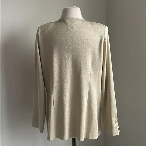 Misook Open-Front Cardigan Womens Sz Large Gold Champagne Metallic