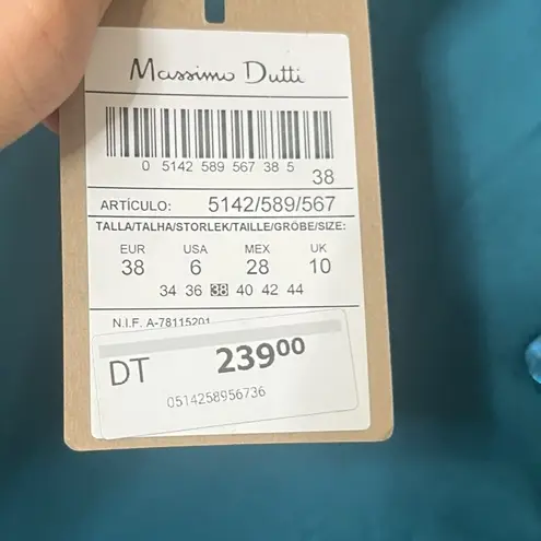 Massimo Dutti NWT Teal Button Down Shirt Women’s Size 6 Long Sleeve Viscose Top - Image 6