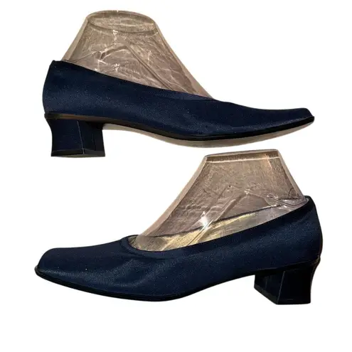 Nina Women's Blue Satin Block Heels Size 8M Formal Y2K 90s