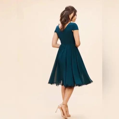 Dress the Population Corey Dress, Fit & Flare, Blue/Green Pine, Small 4/6, NWT