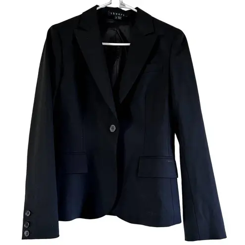 Theory  Gabe B Tailored Blazer Single Button Peak Lapel Pockets Wool Black 4 - Image 3