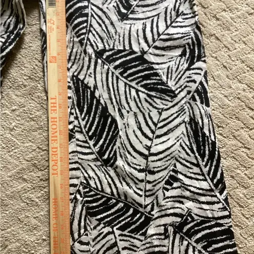 Cynthia Rowley 100% LINEN WIDE LEG PETITE PALAZZO PANTS BONE/BLACK TROPICAL LEAF PRINT SIZE S/P