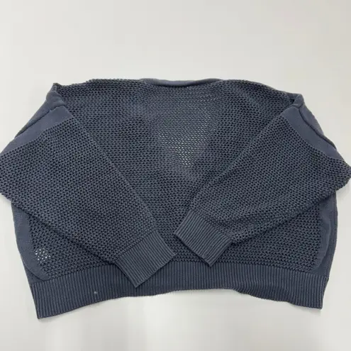 Elizabeth and James Sweater Women XX Large Blue Open Knit V Neck Button Cardigan