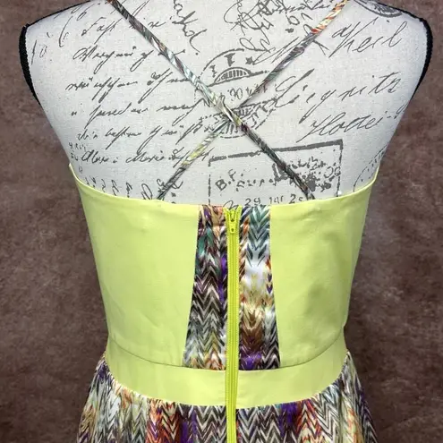 Pink Stitch Colorful Mini Dress Yellow/Multicolor size 6