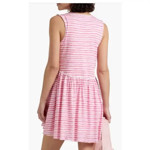 ATM Jersey Stripe Sleeveless Mini Dress French Rose Pink Size L