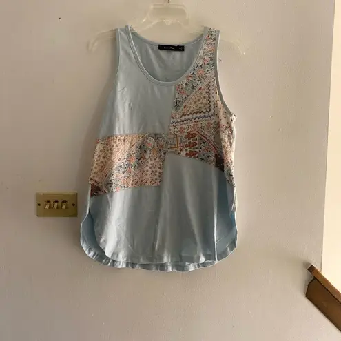 Doe & Rae blue patchwork sleeveless top size small