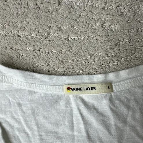 Marine layer Women's Large Cotton Blend Short Sleeve V Neck Tshirt Basic