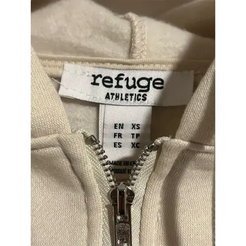 Refuge  Cropped Hoodie Jacket Women's XS Beige Full Zip Long Sleeve Santa Monica