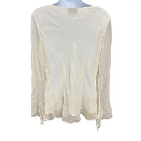 Sandra Darren Cowl Neck Blouse Sheer Long Sleeve Top Elegant Size 6