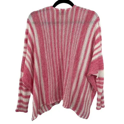 Wooden Ships  Beachcomber Top Cotton Pink White Pullover Open Knit XS Sweater