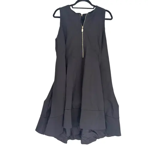 Donna Karan A-Line Zippered Knee Length Dress Black Large