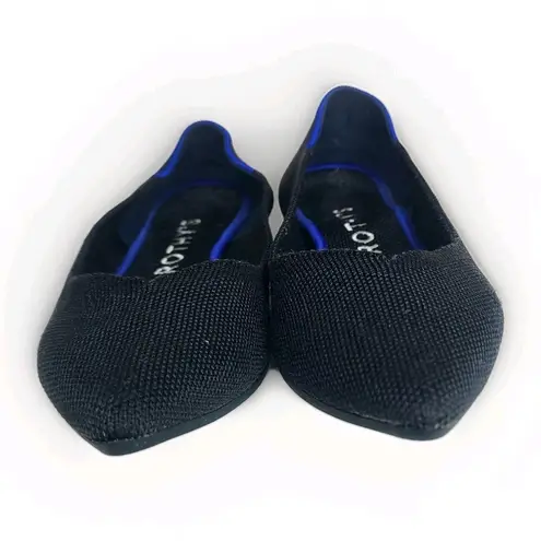 ROTHY'S The Flat Slip On Ballet Flat 8 Black Washable Sustainable Stretch Black