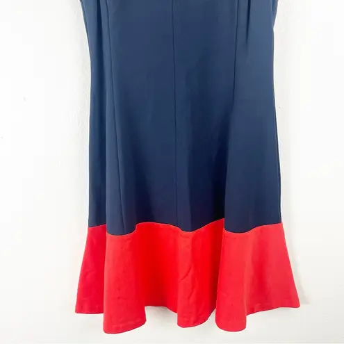 Eliza J Navy Orange Hem Colorblock Sleeveless Hidden Back Zipper Dress Size 4