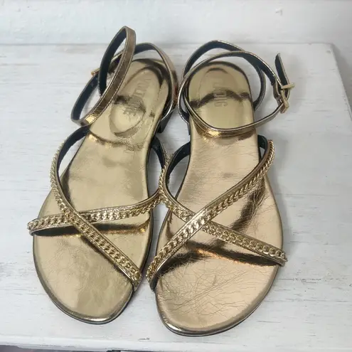 Zadig & Voltaire  Gold Leather Sandals Chain Link Detail Crossover Strap 36