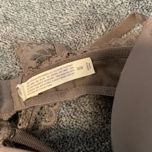 Auden Size 32B Bra Lace Trim Lightly Padded Underwire Bra Beige Comfort Everyday Brown