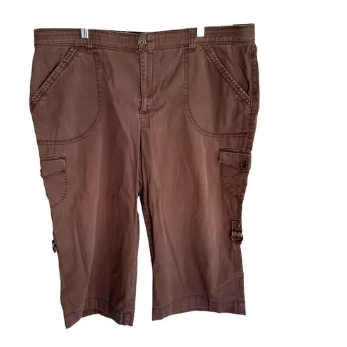 Gloria Vanderbilt Size 16 Brown Cargo Bermuda Shorts Cotton Spandex Blend