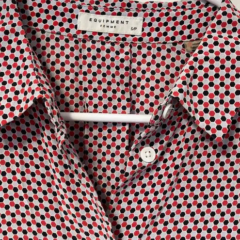Equipment Femme geometric honeycomb silk button down shirt dress size small