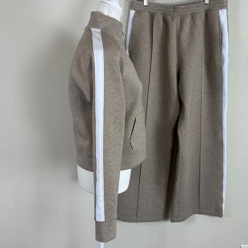 YPB NeoKnit by A&F Active Pants & Jacket Set in Beige Heather Size Large Tan