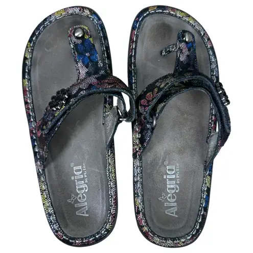 Alegria Carina Noche Flora Floral Leather Sandal Women's EU 37 US 6.5/7