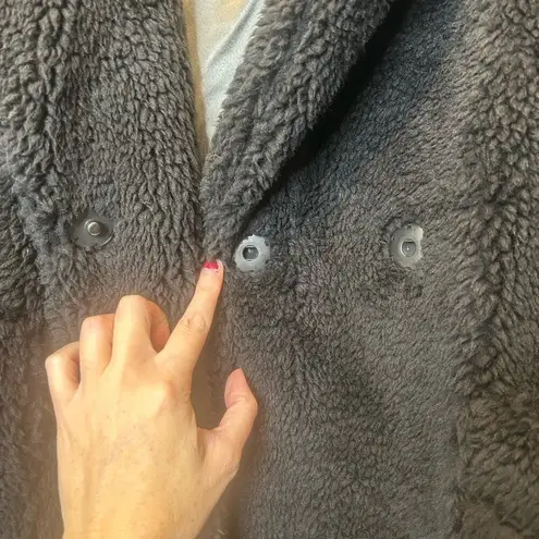 UGG  Alesandra Faux Fur Wrap Coat Black Pockets Tie Waist Long Trench L / XL NWT