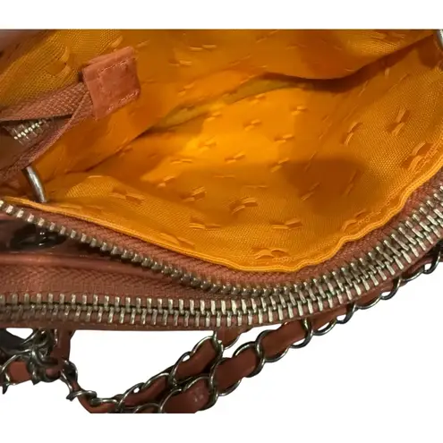 Agostino Designer Leather Crossbody Bag – Studded, Chain Strap, Custom Hardware Brown