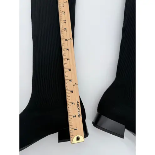 Vivaia Madeline Pro Black Wool Knit OTK Water RPT Block Heel Sock Boots 9