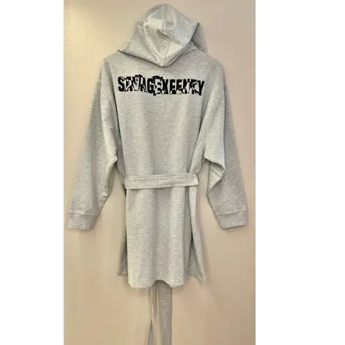 NWT Savage X Fenty Forever Savage Showgirl Short Robe Platinum Gray