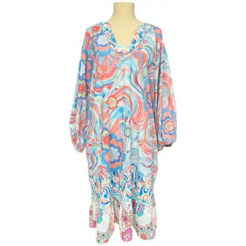 Tolani Collection Ginger Swirl Dress Size Large V-Neck and Ruffle Hem NWT