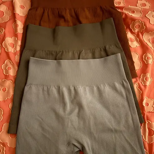 Ribbed biker shorts set Brown Size M