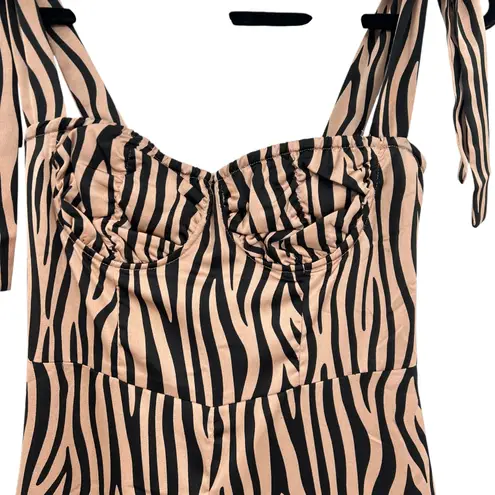 LIONESS Urban Outfitters  Woman‎ Like Me Tie Jumpsuit Zebra Print Size Small