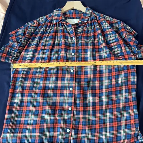 Trovata Birds Of Paradis Marianne Soft Cotton Plaid Ruffle Sleeve Button Up Top Red Size XS