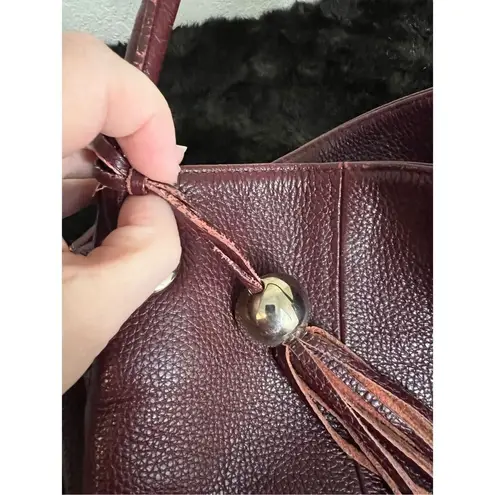 Furla  Genuine Leather Handbag dark red brown hobo