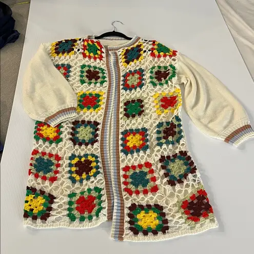 Grandma square Knit Colorful Crochet Open