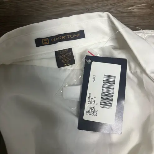 Harriton White Short Sleeve Button Down Casual Shirt Men Size Medium