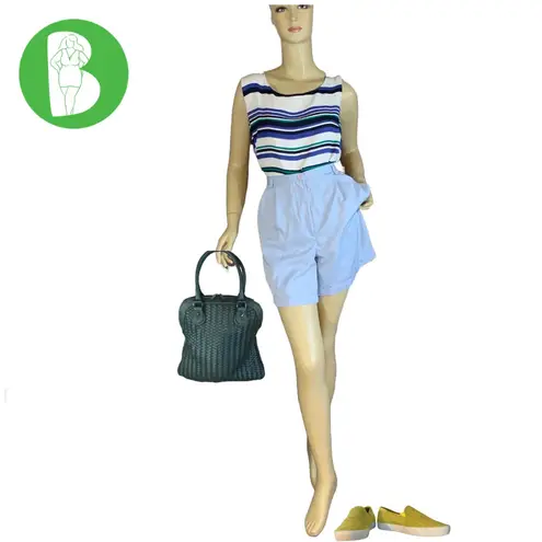 VINTAGE 1990'S COLLECTION BY CHEROKEE LIGHT BLUE HIGH WAISTED SHORTS (14)