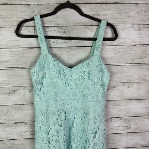 Lulus Divine Beauty Mint Blue Lace Midi Dress With Pockets Size Medium